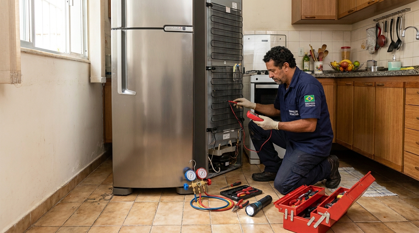 Técnico de conserto de geladeira em residência em Indaiatuba‑SP